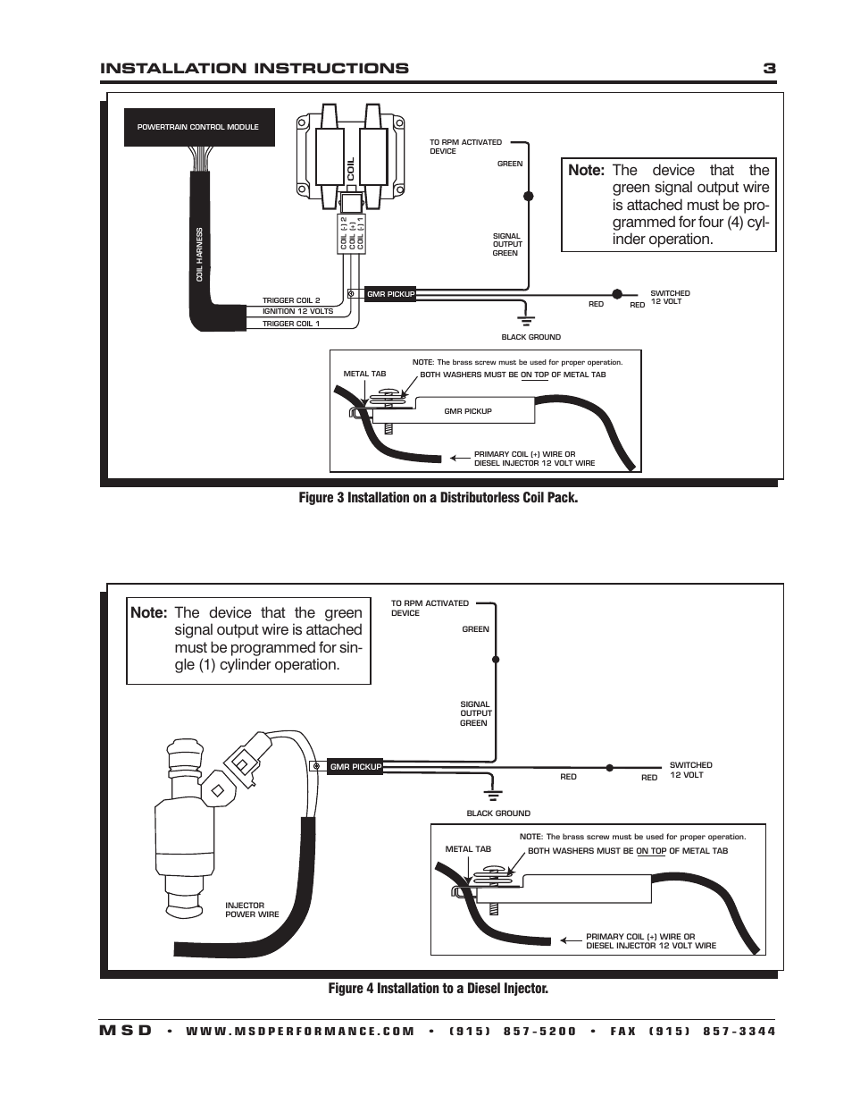 Installation instructions 3 m s d, Figure 4 installation to a diesel injector | MSD 8918 Tach Signal GMR Pickup Installation User Manual | Page 3 / 4