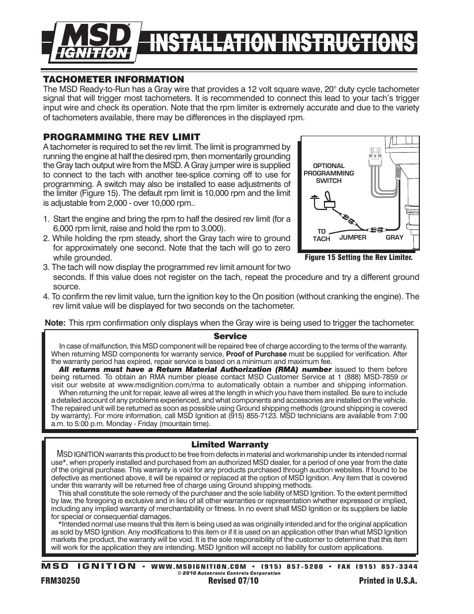 MSD 8389 Chrysler 392 Ready to Run Distributor Installation User Manual | Page 8 / 8