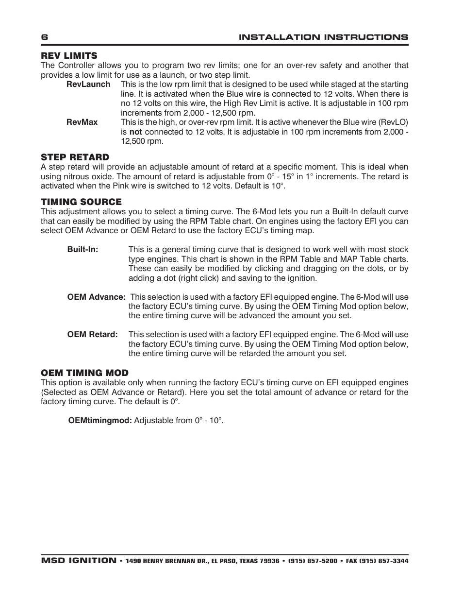 MSD 6011 Ford Modular Ignition Controller for 4.6L_5.4L Installation User Manual | Page 6 / 8