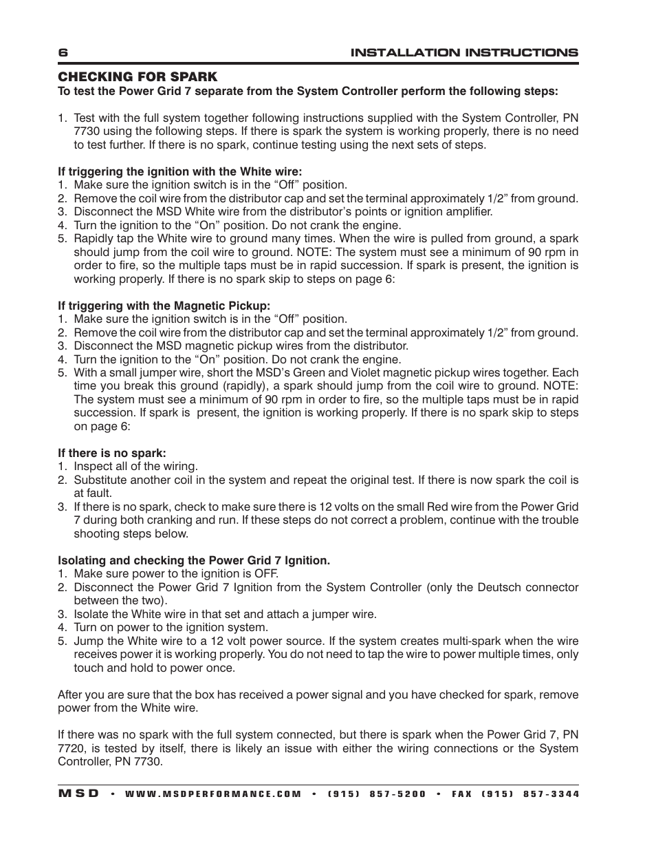 MSD 7720 Power Grid System - Ignition Control Only Installation User Manual | Page 6 / 8