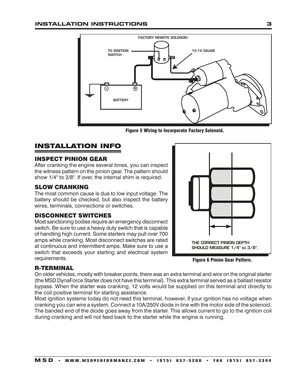 Installation info | MSD 5092 DynaForce Starter, Ford BB 351M, 400, 429 Engines Installation User Manual | Page 3 / 4
