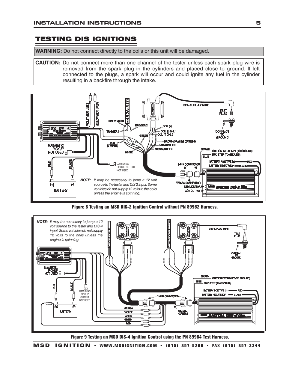 Testing dis ignitions | MSD 8996 Multi-Channel Digital Ignition Tester Installation User Manual | Page 5 / 8