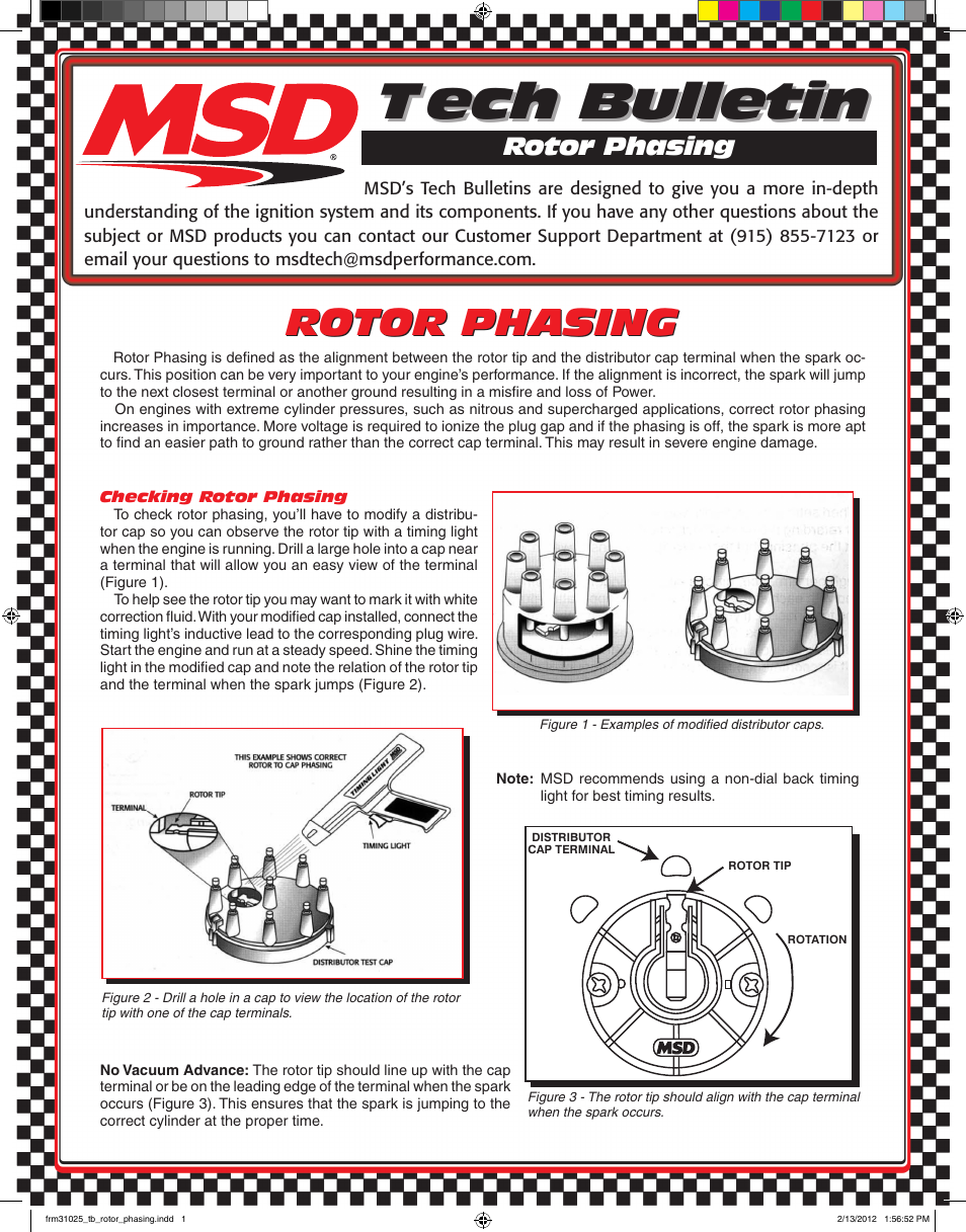 MSD 84211 Rotor Phasing Kit for MSD Distributors Tech Bulletin User Manual | 2 pages