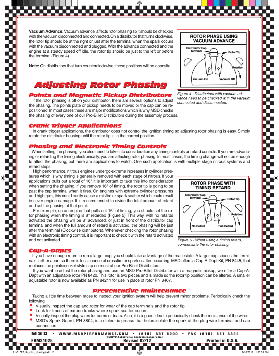 Adjusting rotor phasing | MSD 84211 Rotor Phasing Kit for MSD Distributors Tech Bulletin User Manual | Page 2 / 2