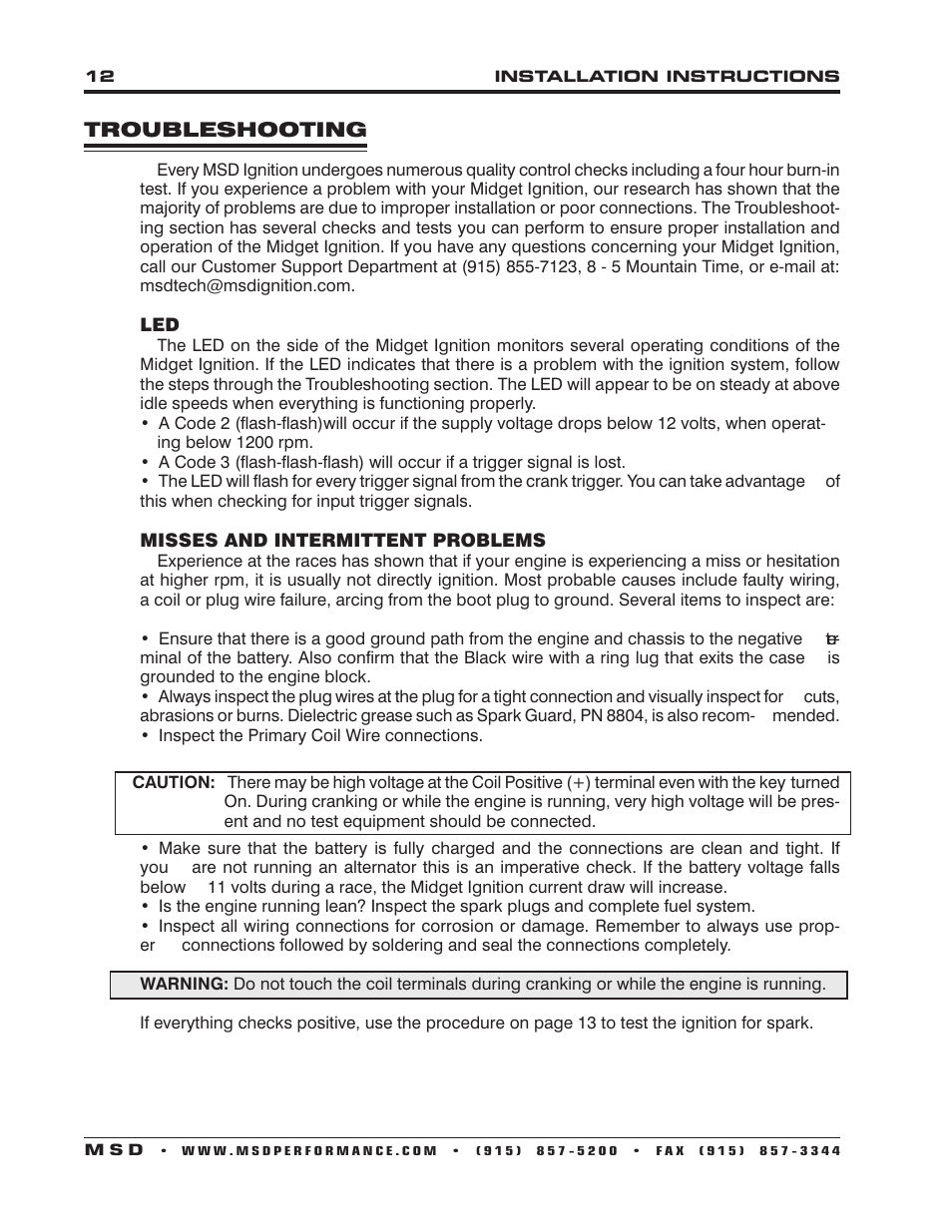 MSD 6214 Midget DIS-2 Programmable Race Ignition Installation User Manual | Page 12 / 16