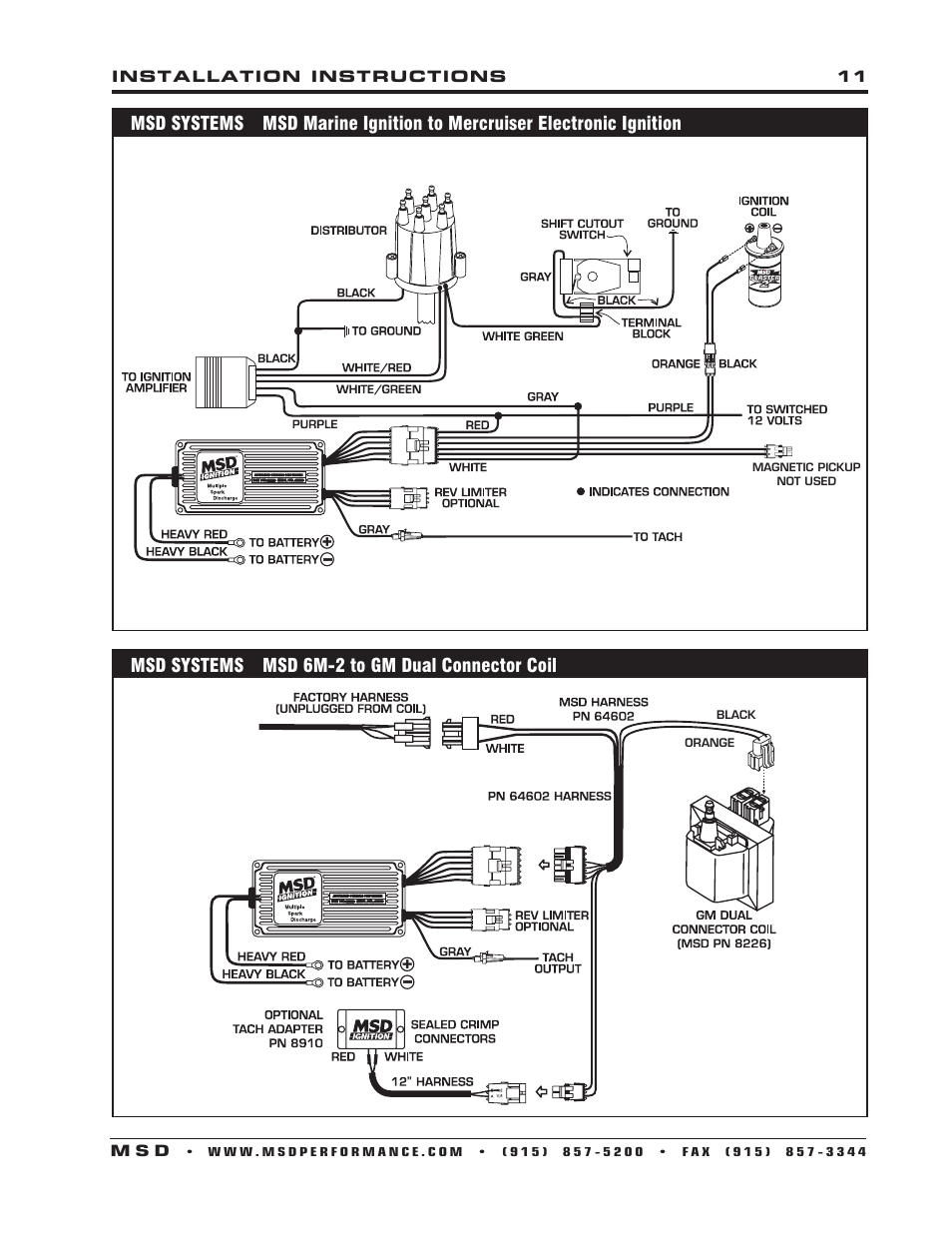 MSD 6560 6M-2L Marine Certified Ignition with Rev Limit Installation User Manual | Page 11 / 12
