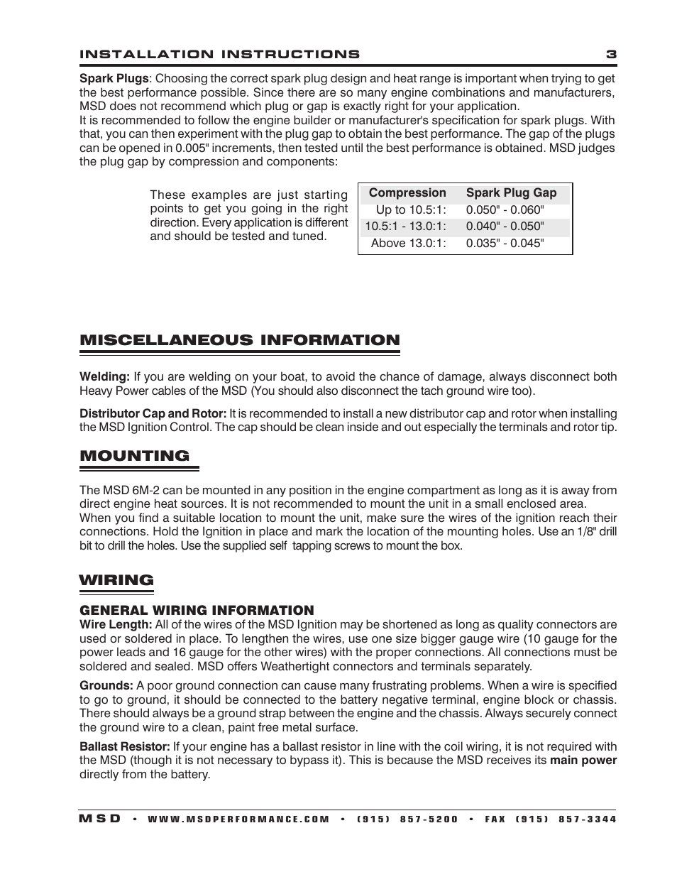 MSD 6560 6M-2L Marine Certified Ignition with Rev Limit Installation User Manual | Page 3 / 12