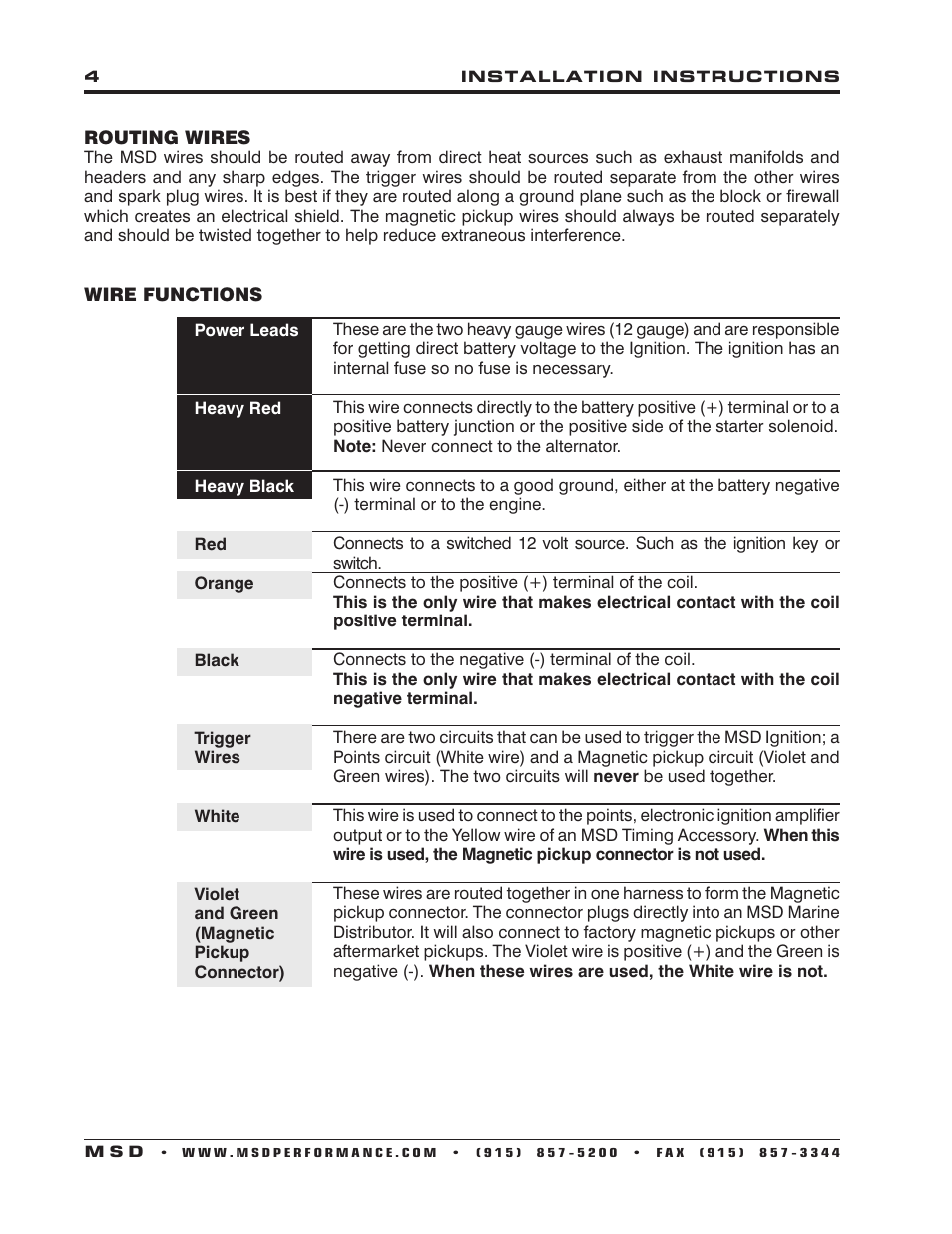 MSD 6560 6M-2L Marine Certified Ignition with Rev Limit Installation User Manual | Page 4 / 12