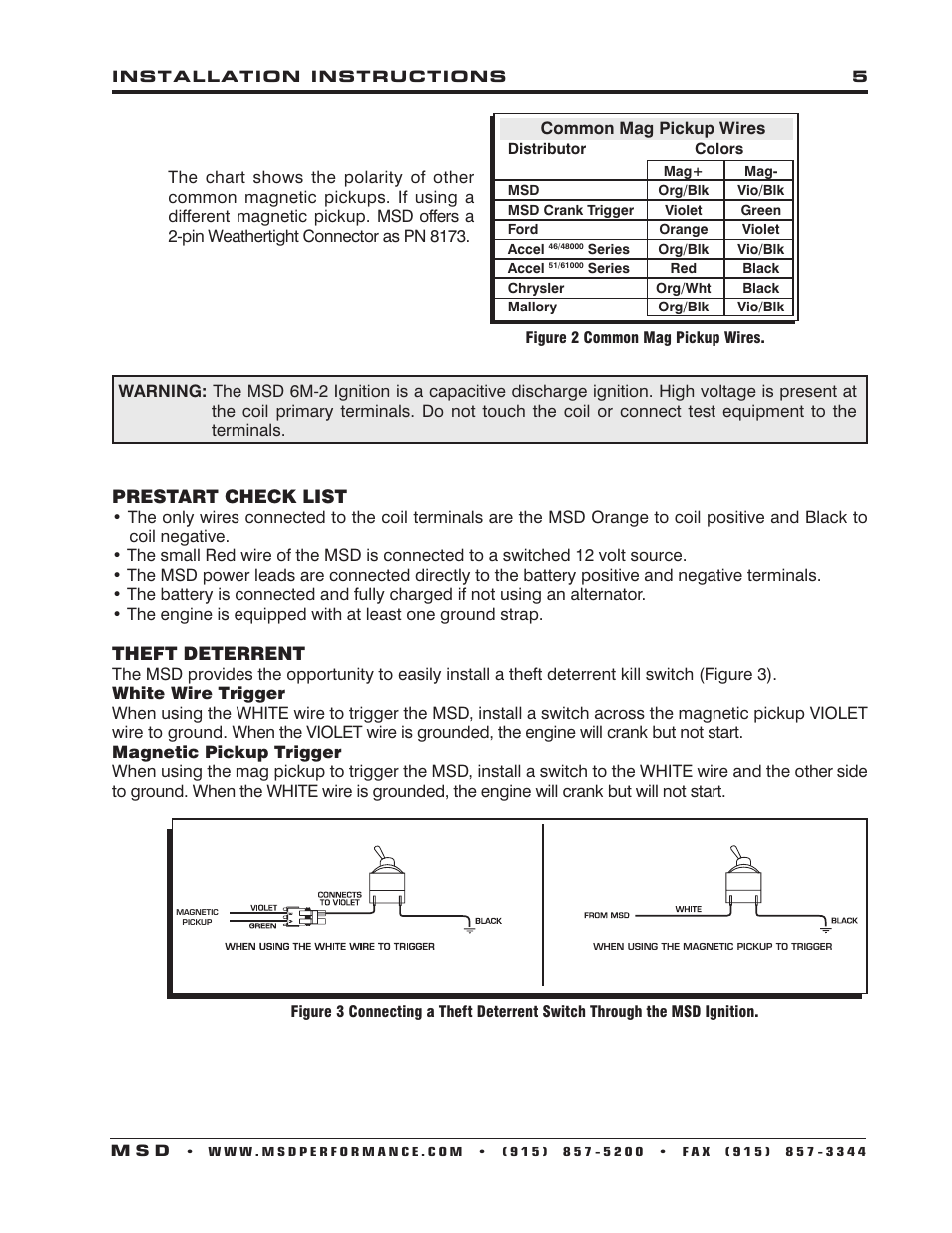 MSD 6560 6M-2L Marine Certified Ignition with Rev Limit Installation User Manual | Page 5 / 12