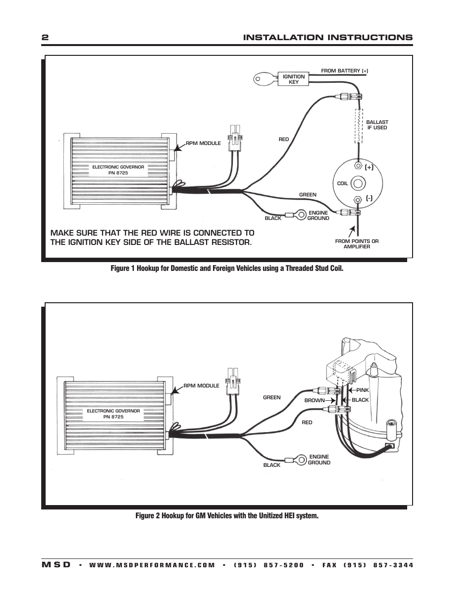 2installation instructions m s d | MSD 8725 Electronic Engine Governor Installation User Manual | Page 2 / 4