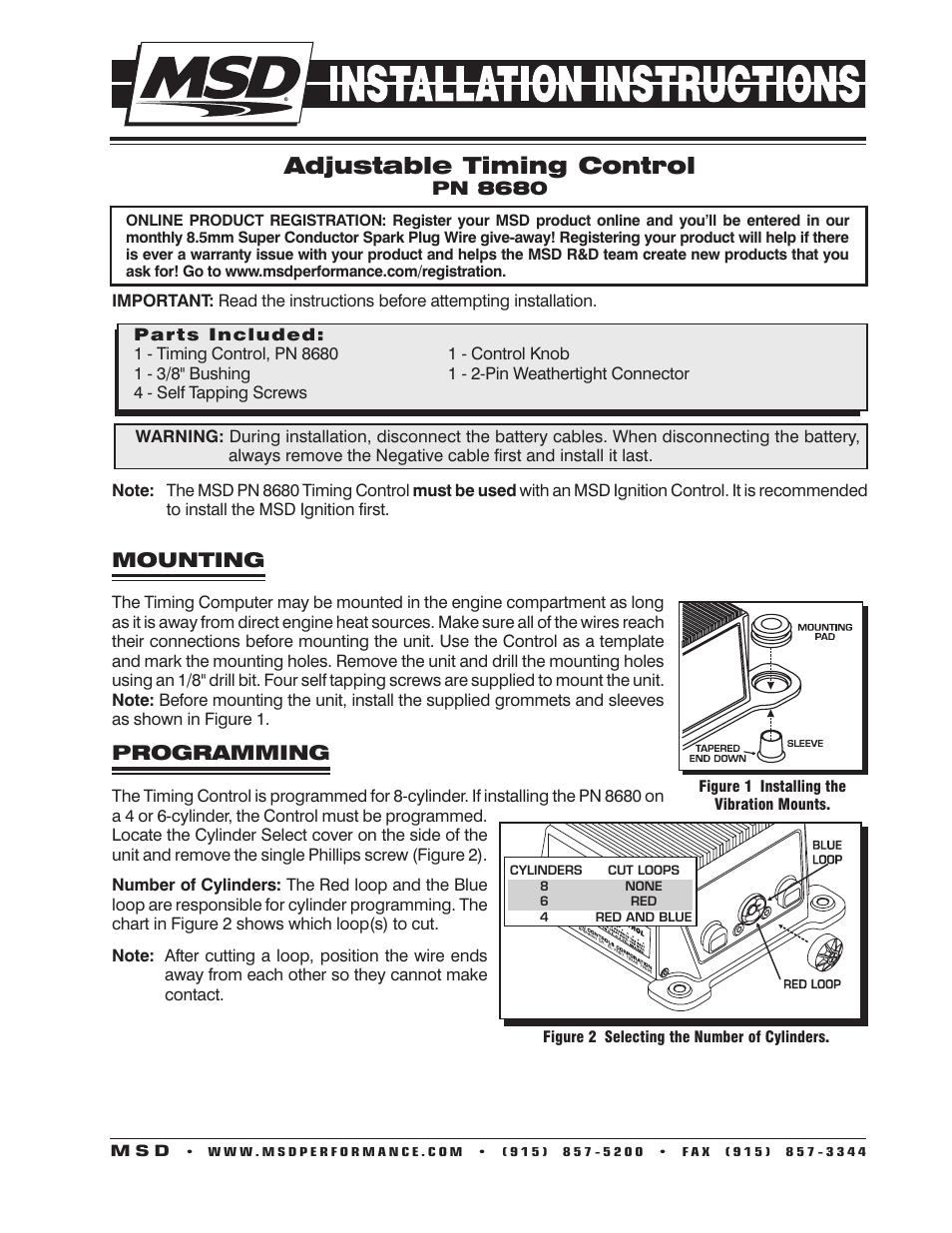 MSD 8680 Adjustable Timing Control Installation User Manual | 8 pages
