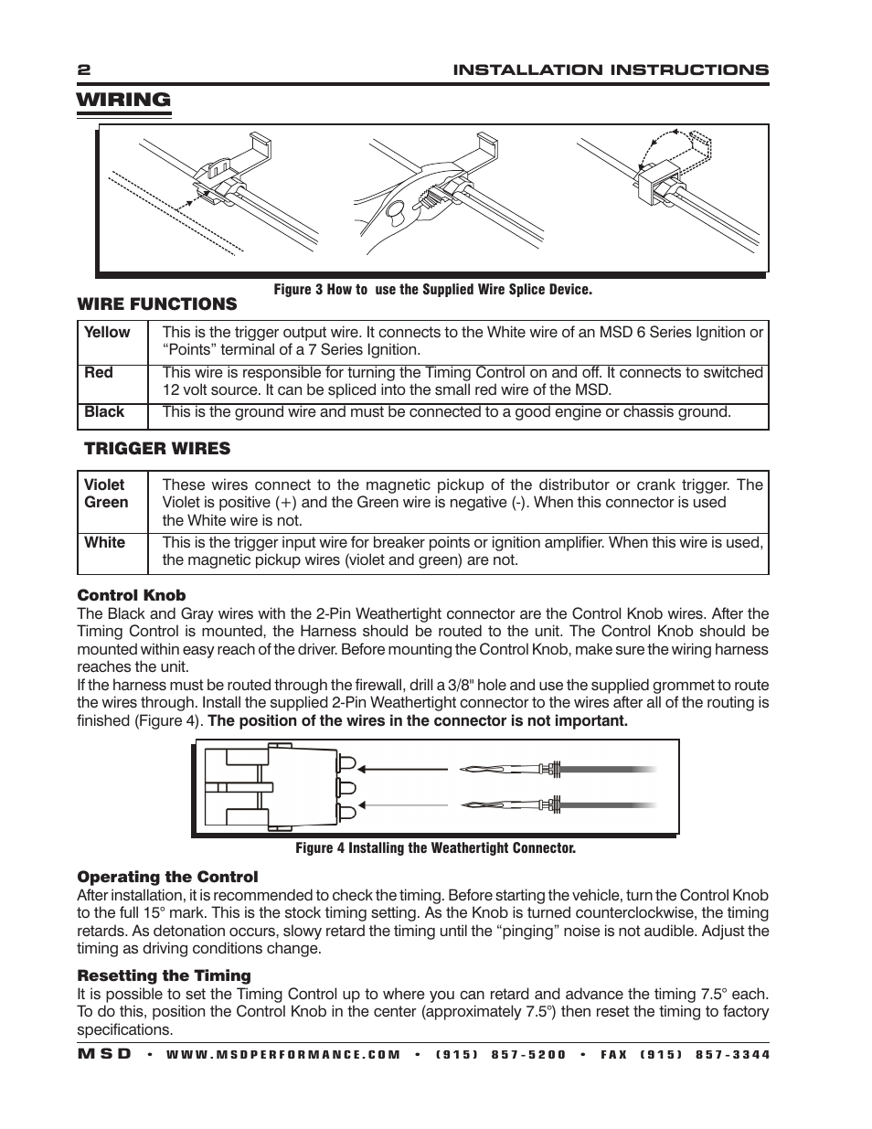 MSD 8680 Adjustable Timing Control Installation User Manual | Page 2 / 8