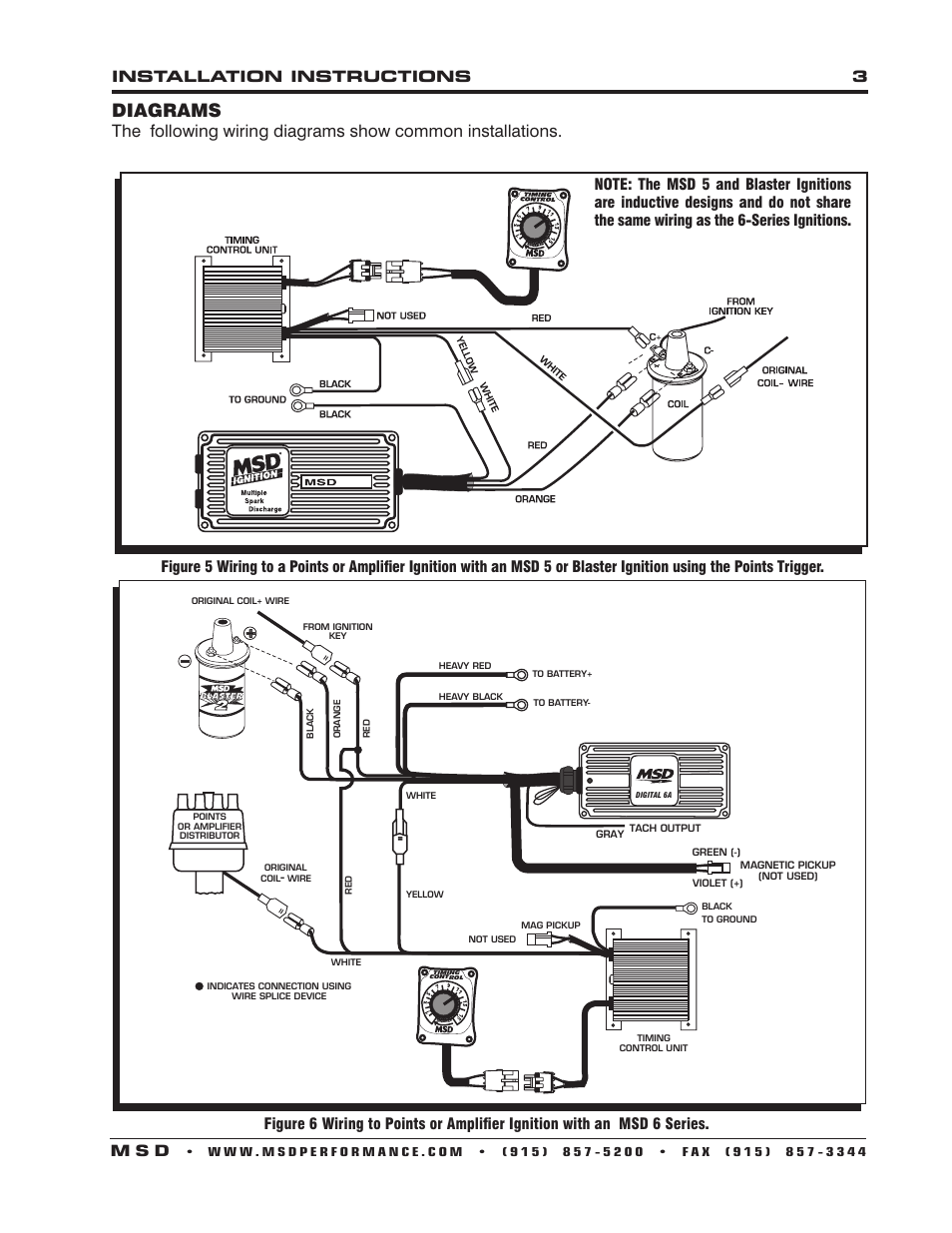 Diagrams, Installation instructions 3 m s d | MSD 8680 Adjustable Timing Control Installation User Manual | Page 3 / 8