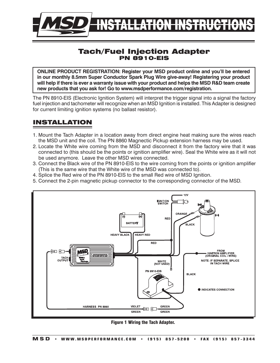 MSD 8910_eis Tach Adapter Installation User Manual | 2 pages