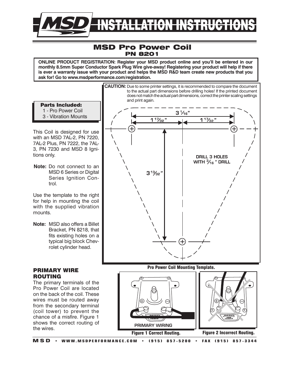 MSD 8201 Pro Power Coil Installation User Manual | 2 pages