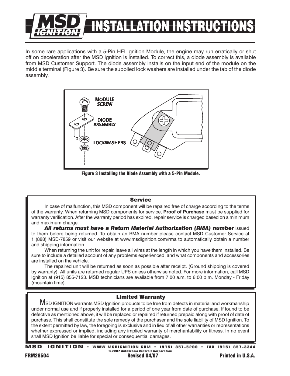 MSD 8875 Wiring Harness, GM HEI Installation User Manual | Page 2 / 2