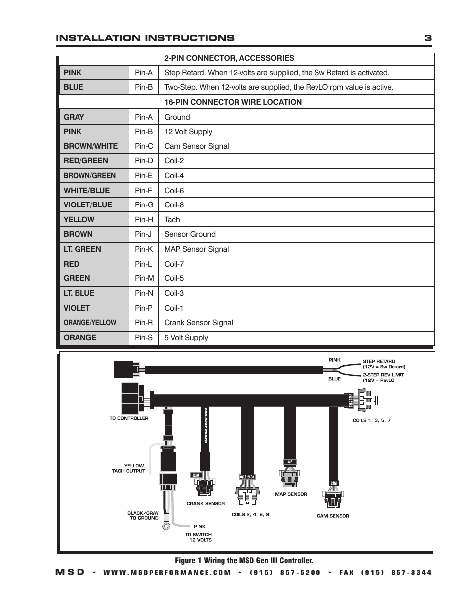 MSD 6010 6LS Ignition Controller for LS1_LS6 (24 tooth crank trigger) Engines Installation User Manual | Page 3 / 8