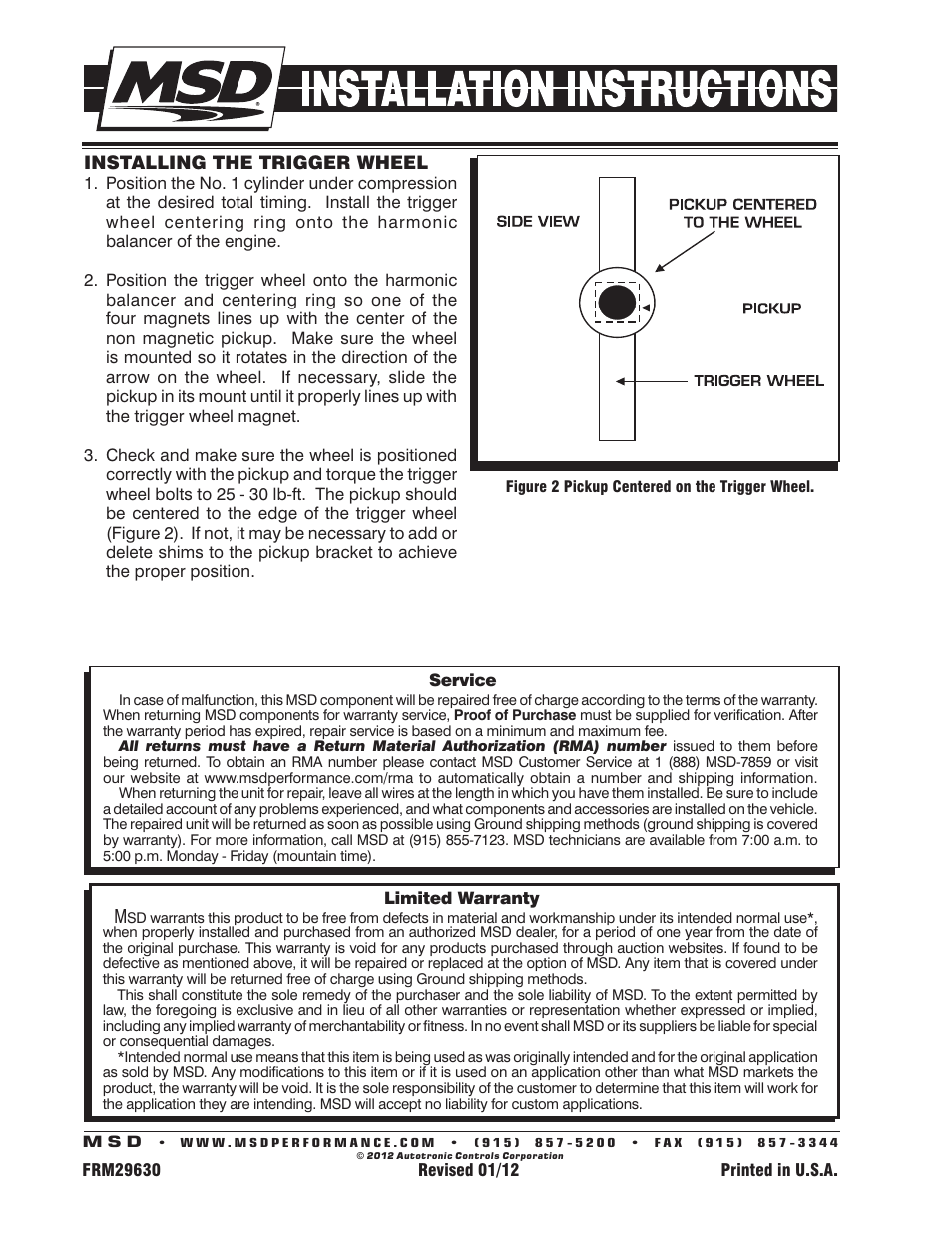 MSD 8640 Ford Small Block Crank Trigger Kit Installation User Manual | Page 2 / 2