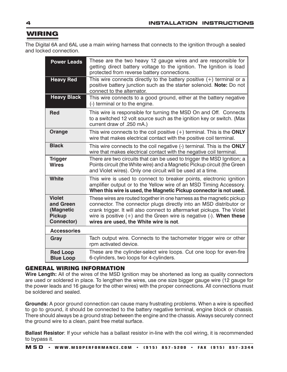 MSD 6201 Digital 6A Ignition Control User Manual | Page 4 / 20