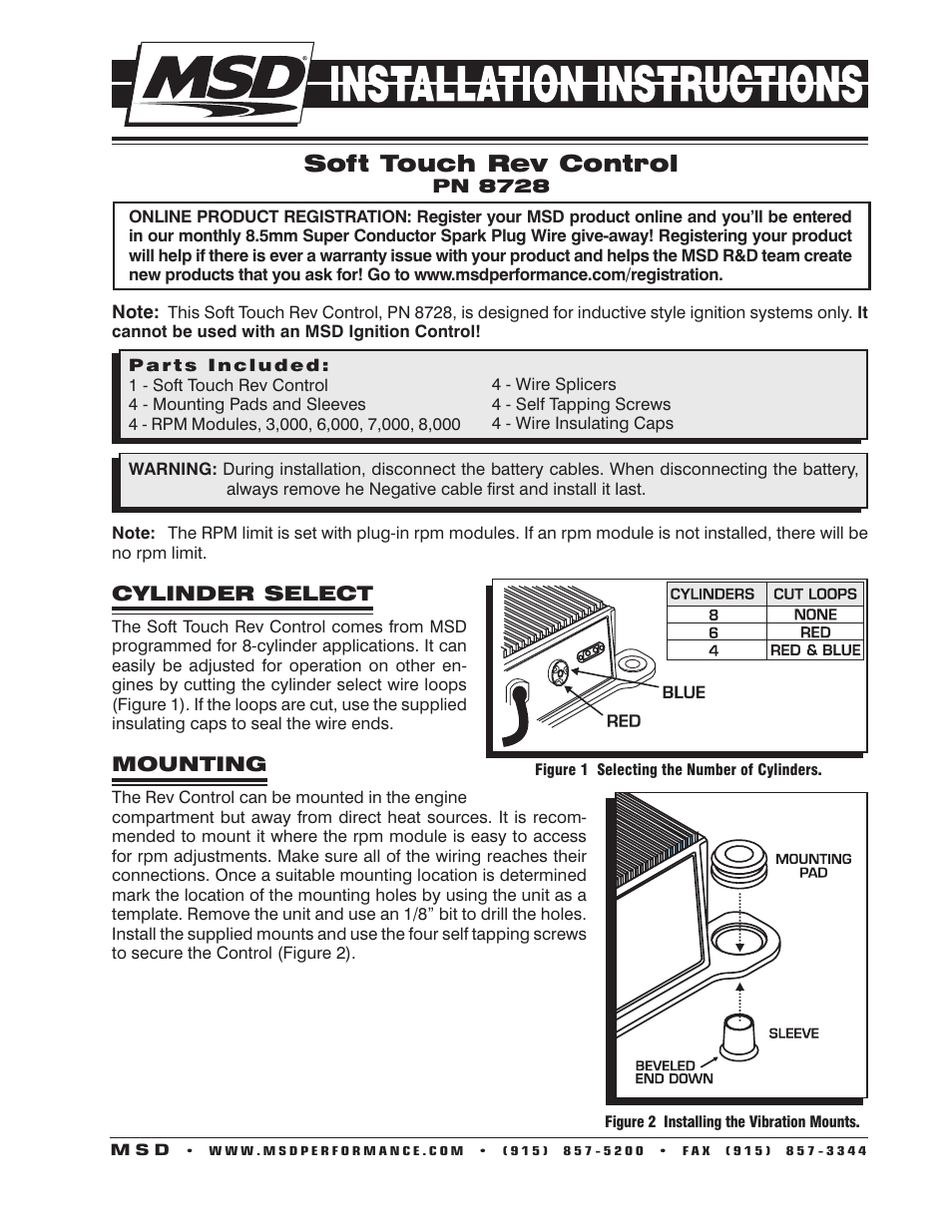 MSD 8728 Soft Touch Rev Control Installation User Manual | 8 pages