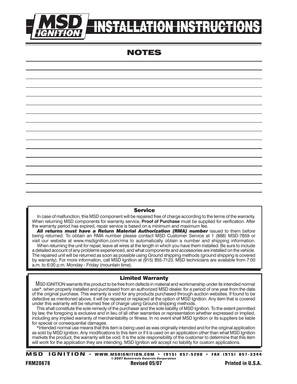 MSD 8110 Dist. Hold Down Clamp, Billet, Chevrolet Installation User Manual | Page 2 / 2