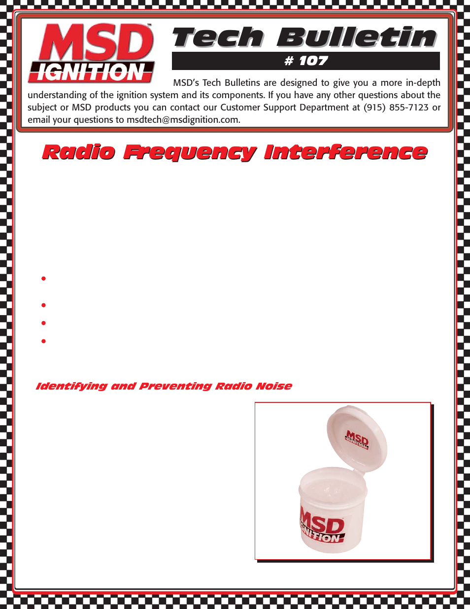 MSD Radio Frequency Interference Tech Bulletin User Manual | 2 pages