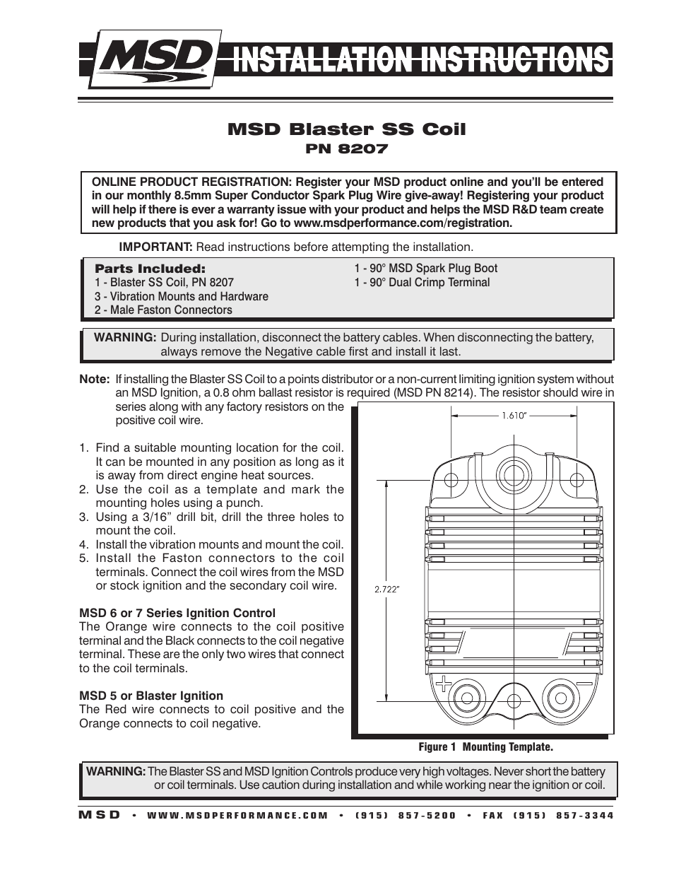 MSD 8207 Blaster SS Coil Installation User Manual | 2 pages