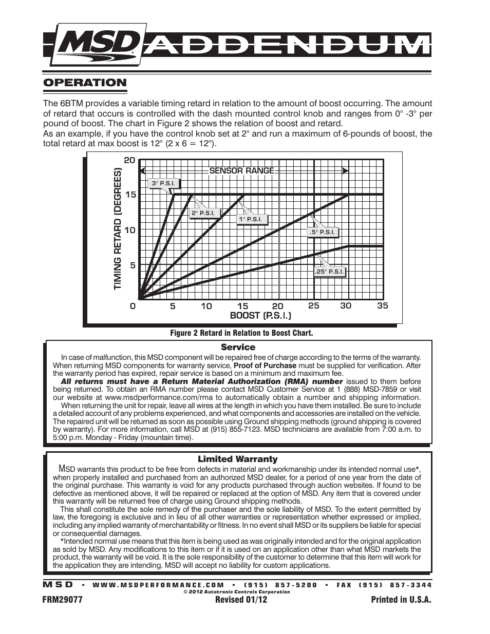 Operation | MSD 6462 6-BTM Boost Timing Master User Manual | Page 2 / 2