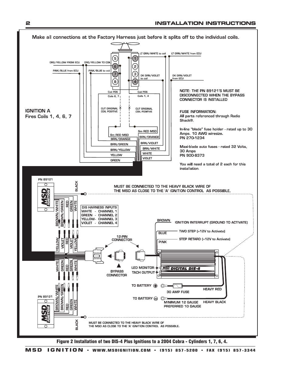 MSD 89121 Dual Ignition Adapter for Ford Coil-on-plug Installation User Manual | Page 2 / 4