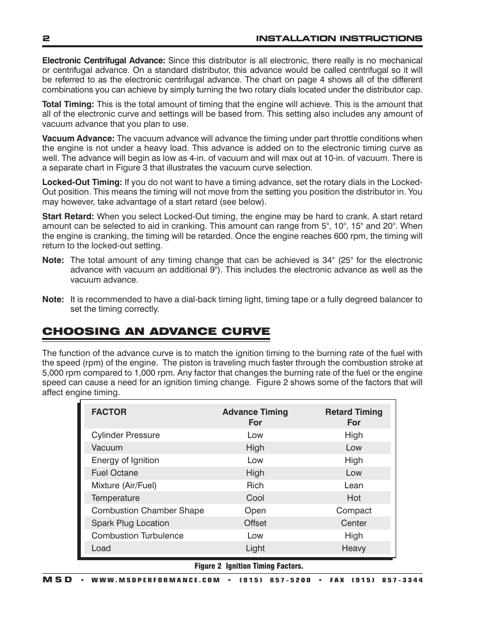 MSD 8394 Digital E-Curve Distributor Installation User Manual | Page 2 / 8