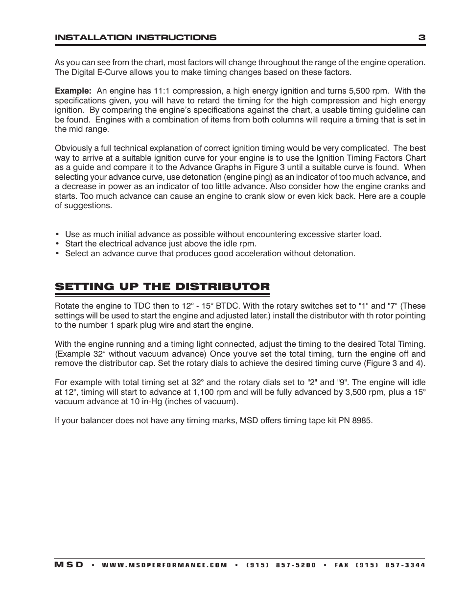 MSD 8394 Digital E-Curve Distributor Installation User Manual | Page 3 / 8