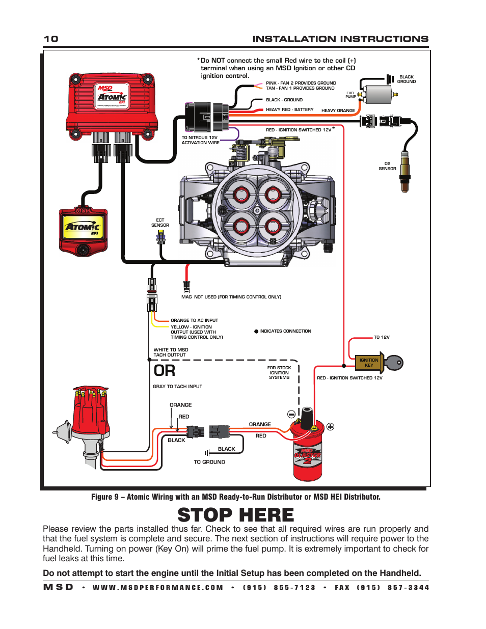 Stop here, 10 installation instructions m s d | MSD 2910 Atomic EFI Master Kit Installation User Manual | Page 10 / 28