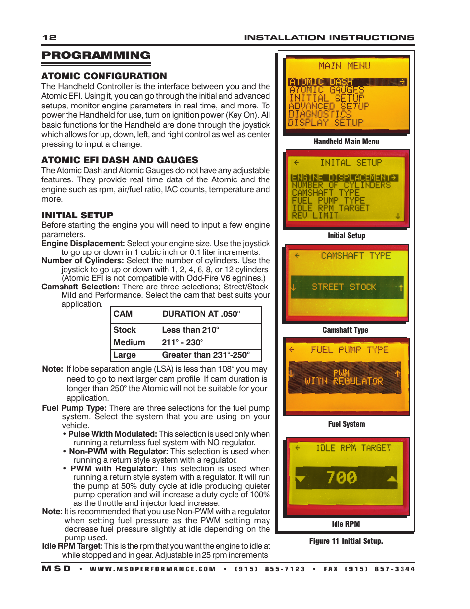 Programming | MSD 2910 Atomic EFI Master Kit Installation User Manual | Page 12 / 28