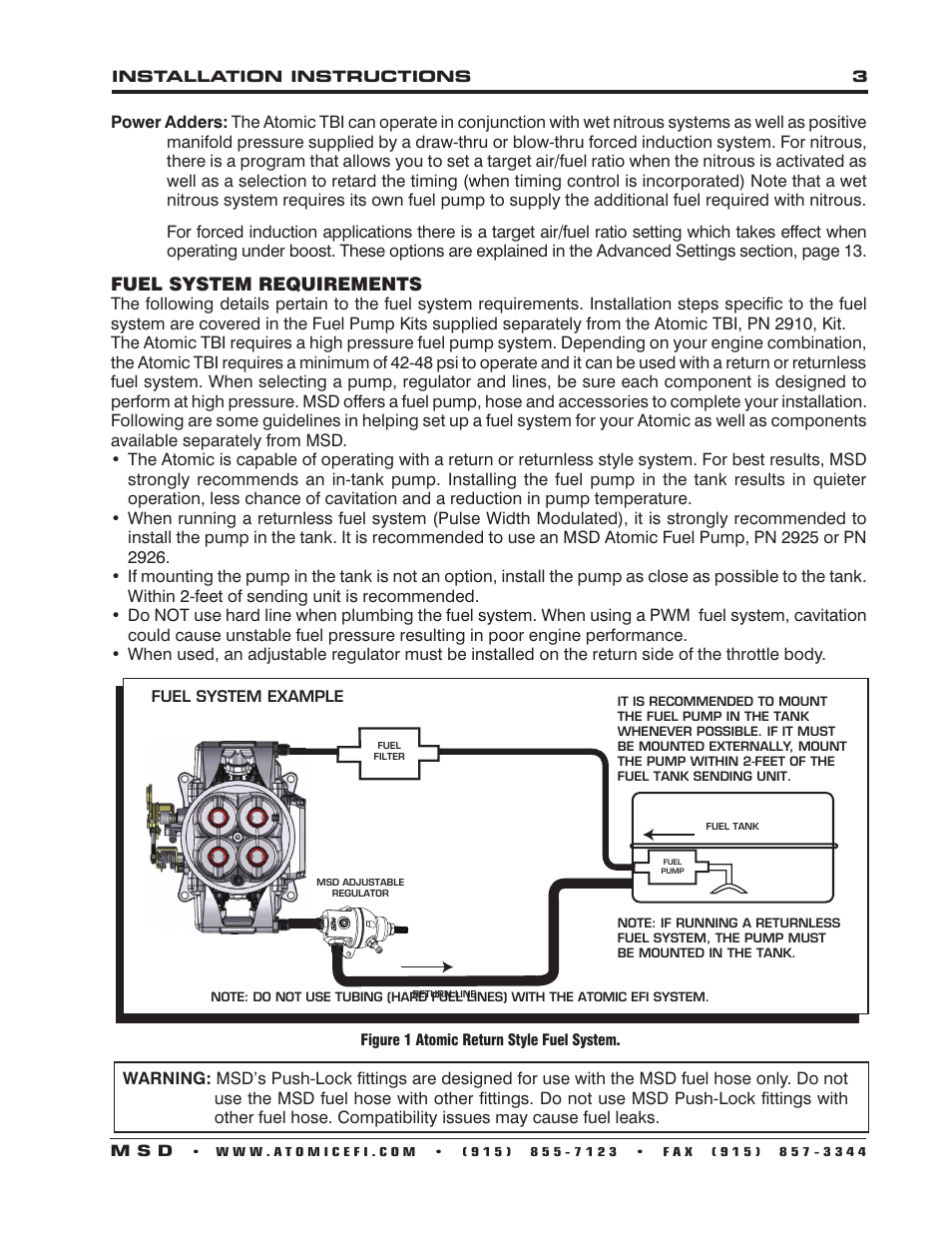 MSD 2910 Atomic EFI Master Kit Installation User Manual | Page 3 / 28