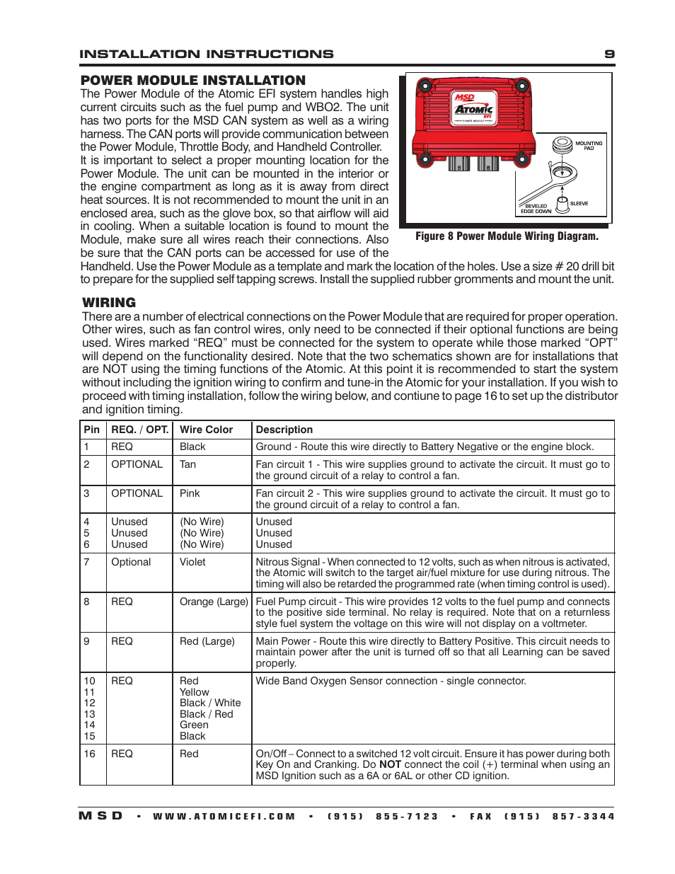 MSD 2910 Atomic EFI Master Kit Installation User Manual | Page 9 / 28