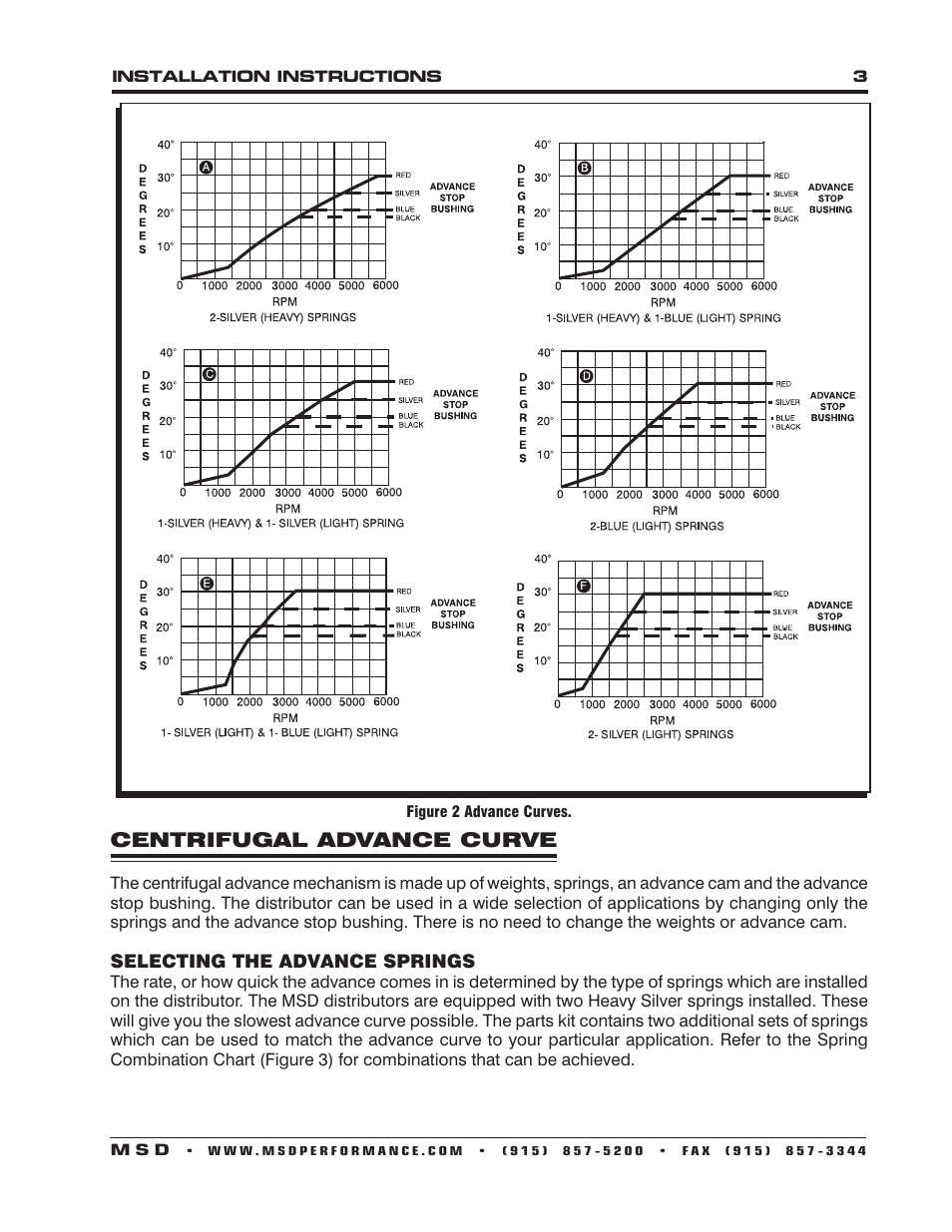 Centrifugal advance curve | MSD 8485 VW Billet Distributor Installation User Manual | Page 3 / 8