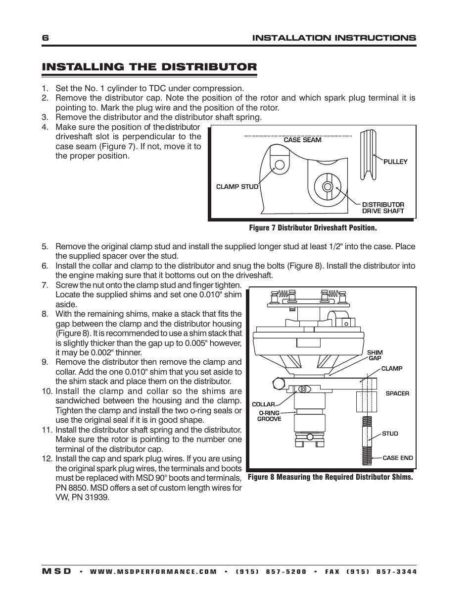 MSD 8485 VW Billet Distributor Installation User Manual | Page 6 / 8