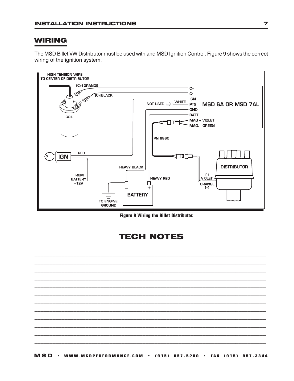 MSD 8485 VW Billet Distributor Installation User Manual | Page 7 / 8