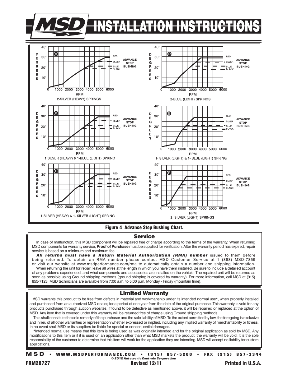 MSD 8464 Bushing & Spring Set, MSD Distributor Installation User Manual | Page 2 / 2