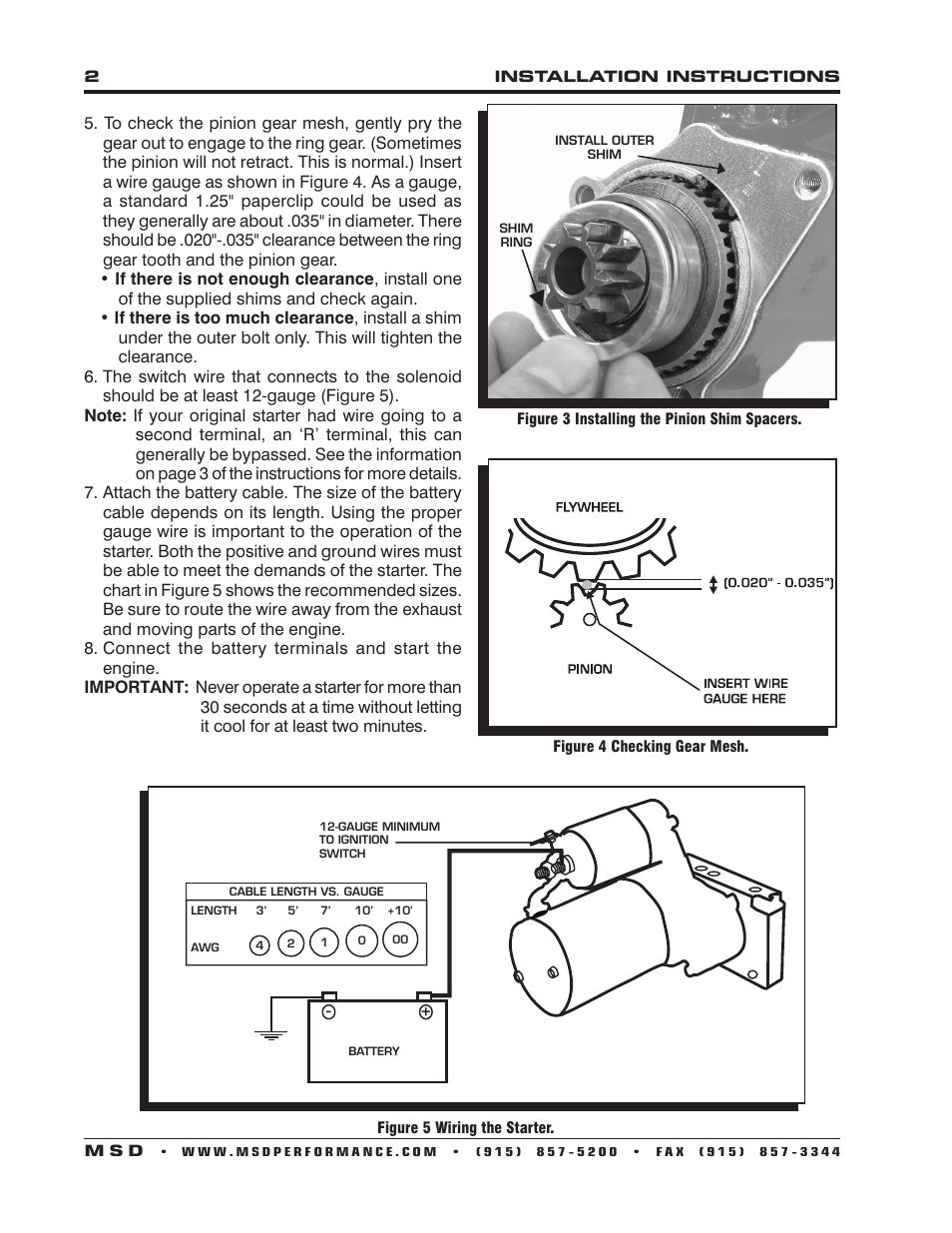 MSD 5095 DynaForce Starter, Chevy_GM Small and Big Block V8 Installation User Manual | Page 2 / 4