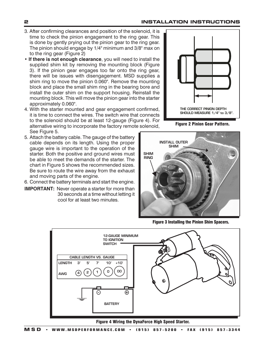 MSD 50982 Chrysler High Speed DynaForce Starter 318-440 Installation User Manual | Page 2 / 4