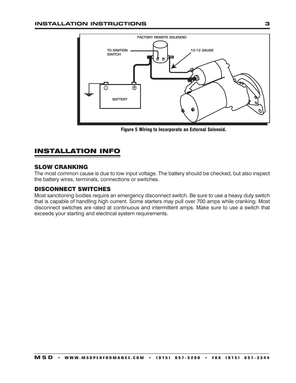 Installation info | MSD 50982 Chrysler High Speed DynaForce Starter 318-440 Installation User Manual | Page 3 / 4