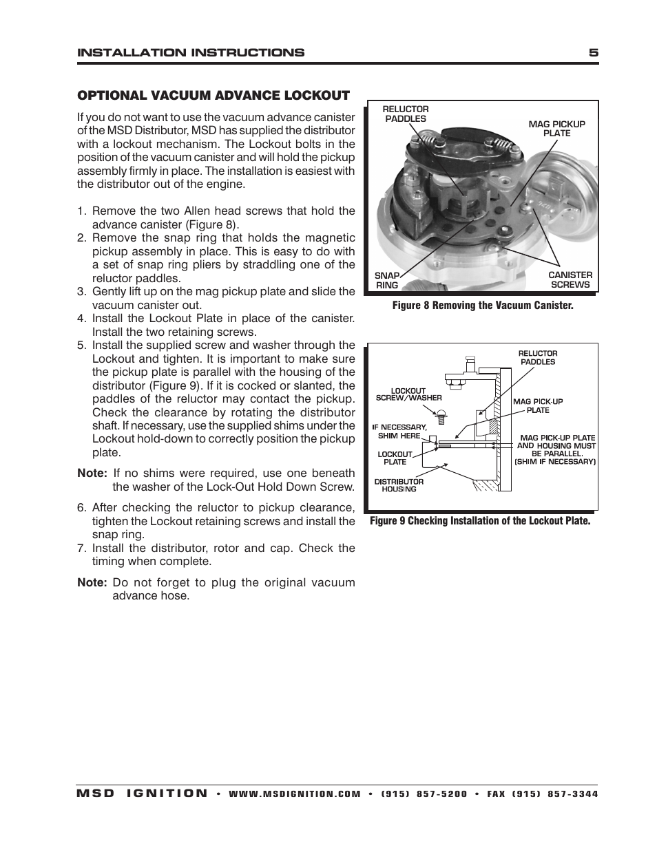 MSD 8523 AMC V8 Ready to Run Distributor Installation User Manual | Page 5 / 8