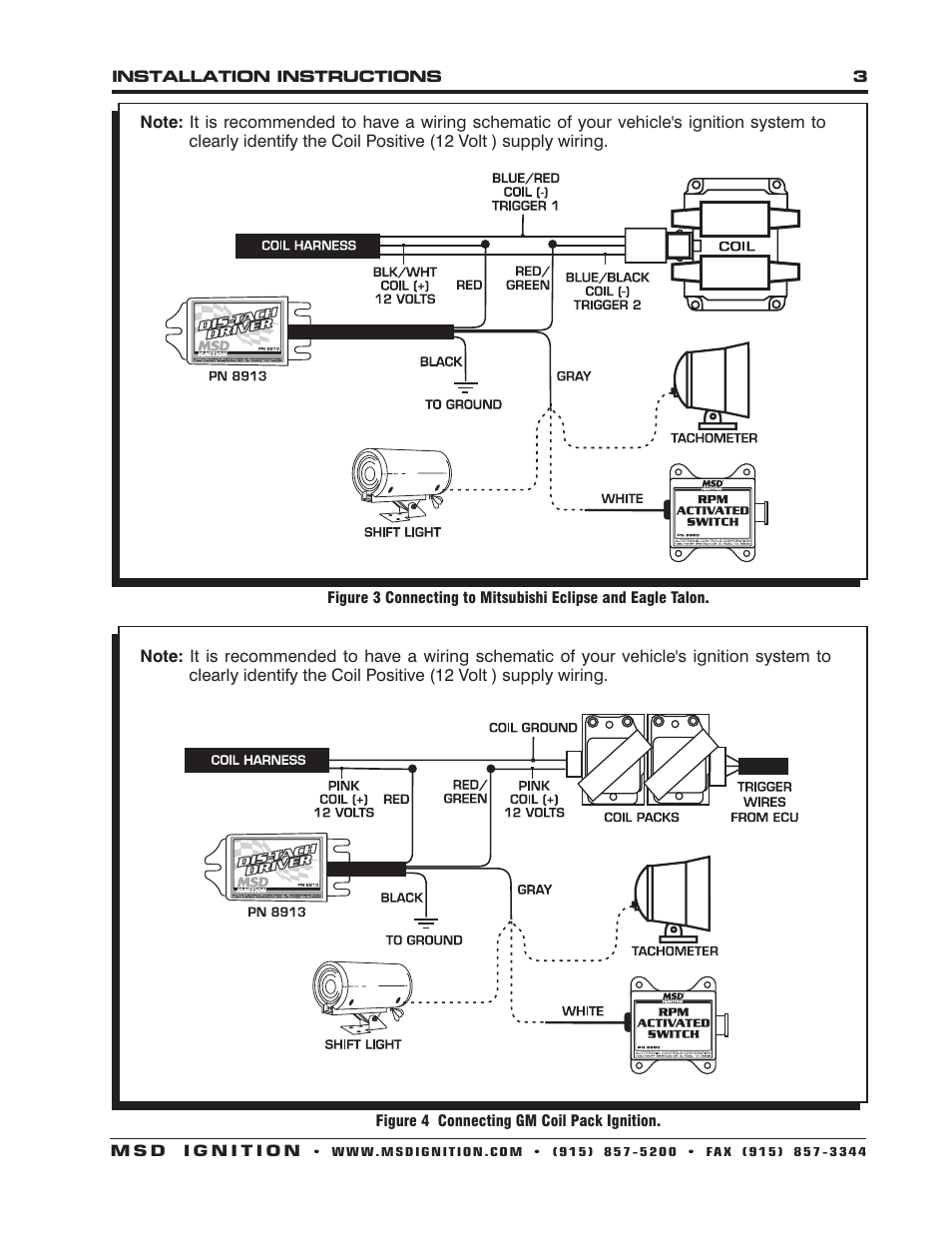 MSD 8913 Tach Driver, DIS Ignitions Installation User Manual | Page 3 / 4