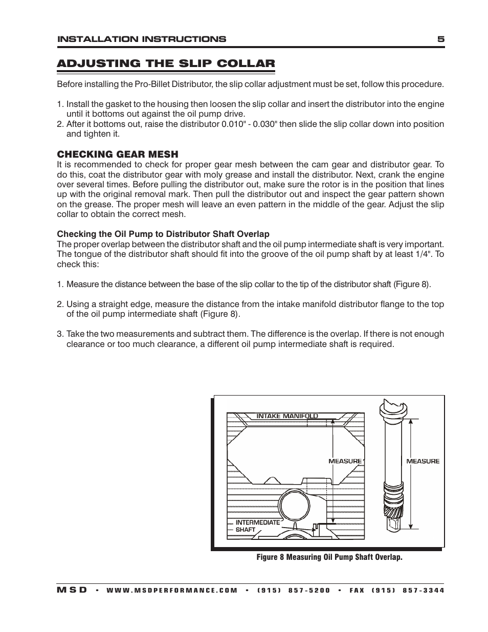 MSD 8570 Chevy Pro-Billet Small Diameter V8 Distributor Installation User Manual | Page 5 / 8