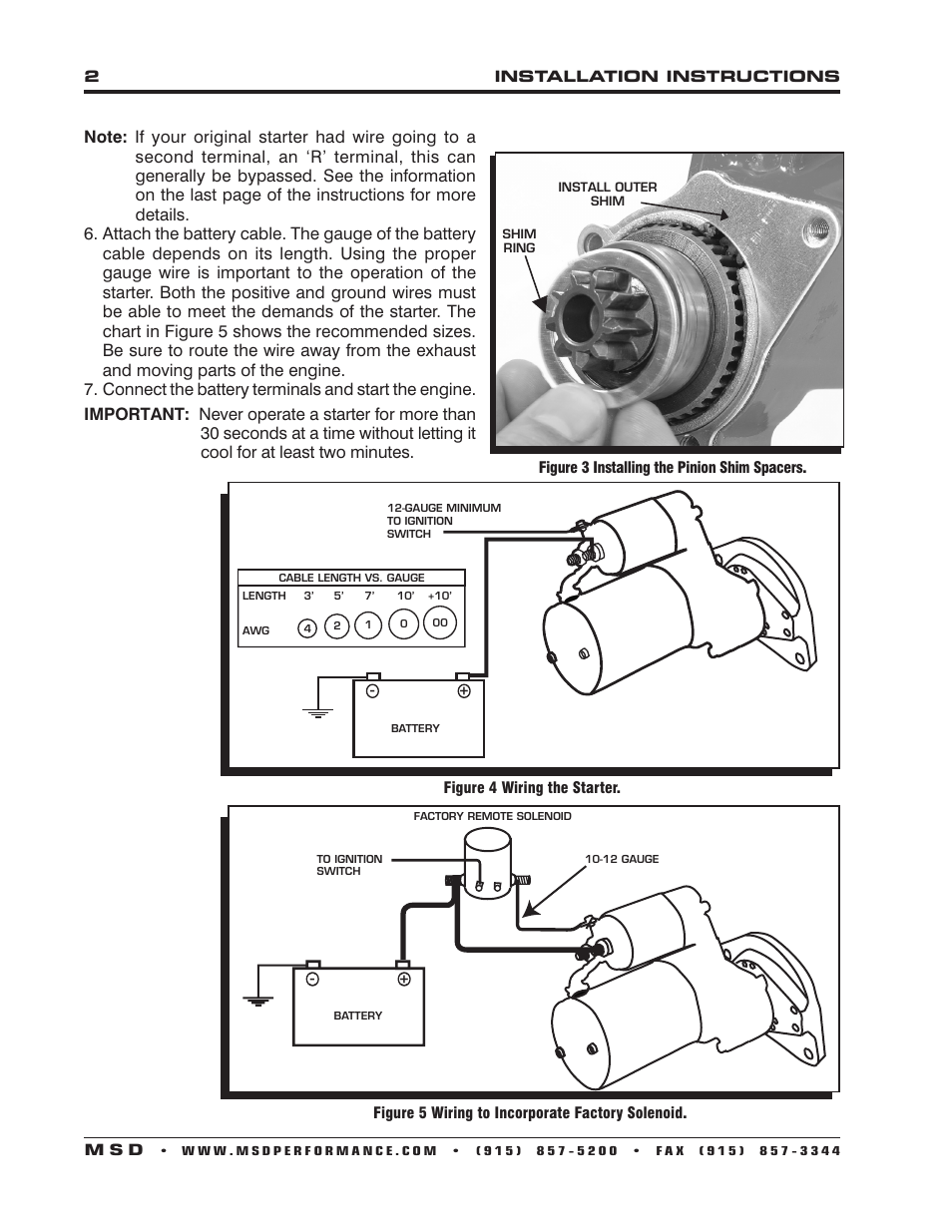 MSD 5099 DynaForce Starter, AMC (All except 4.0L) Installation User Manual | Page 2 / 4