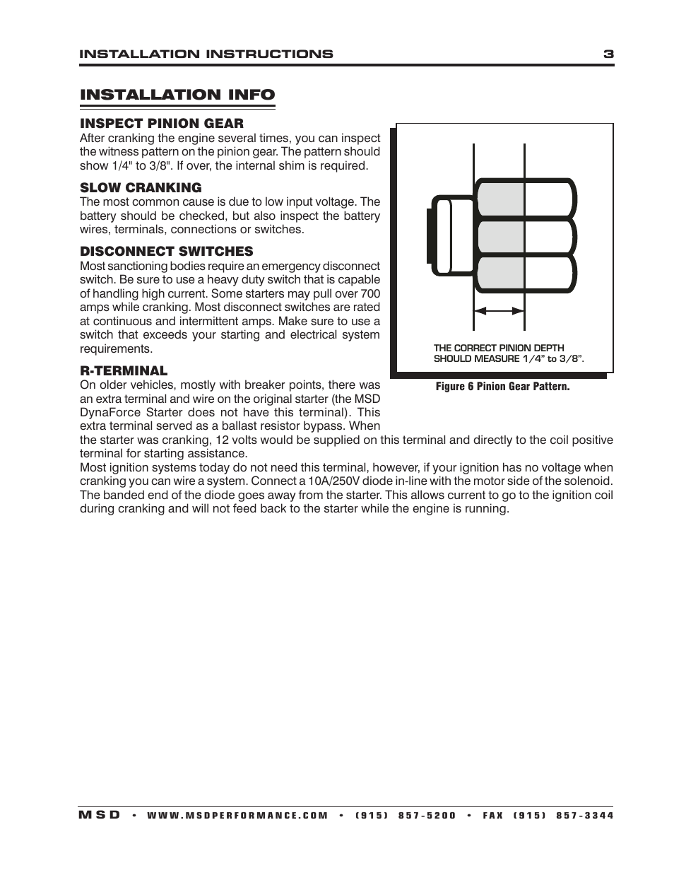 Installation info | MSD 5099 DynaForce Starter, AMC (All except 4.0L) Installation User Manual | Page 3 / 4