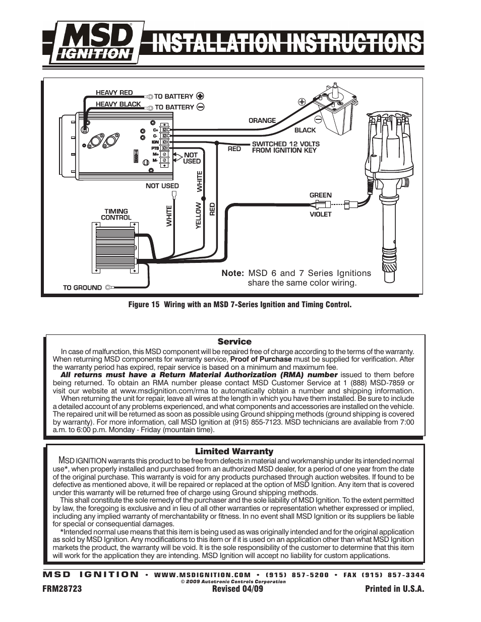 MSD 8572 Corvette V8 Tach DriveDistributor w_Vacuum Advance Installation User Manual | Page 8 / 8