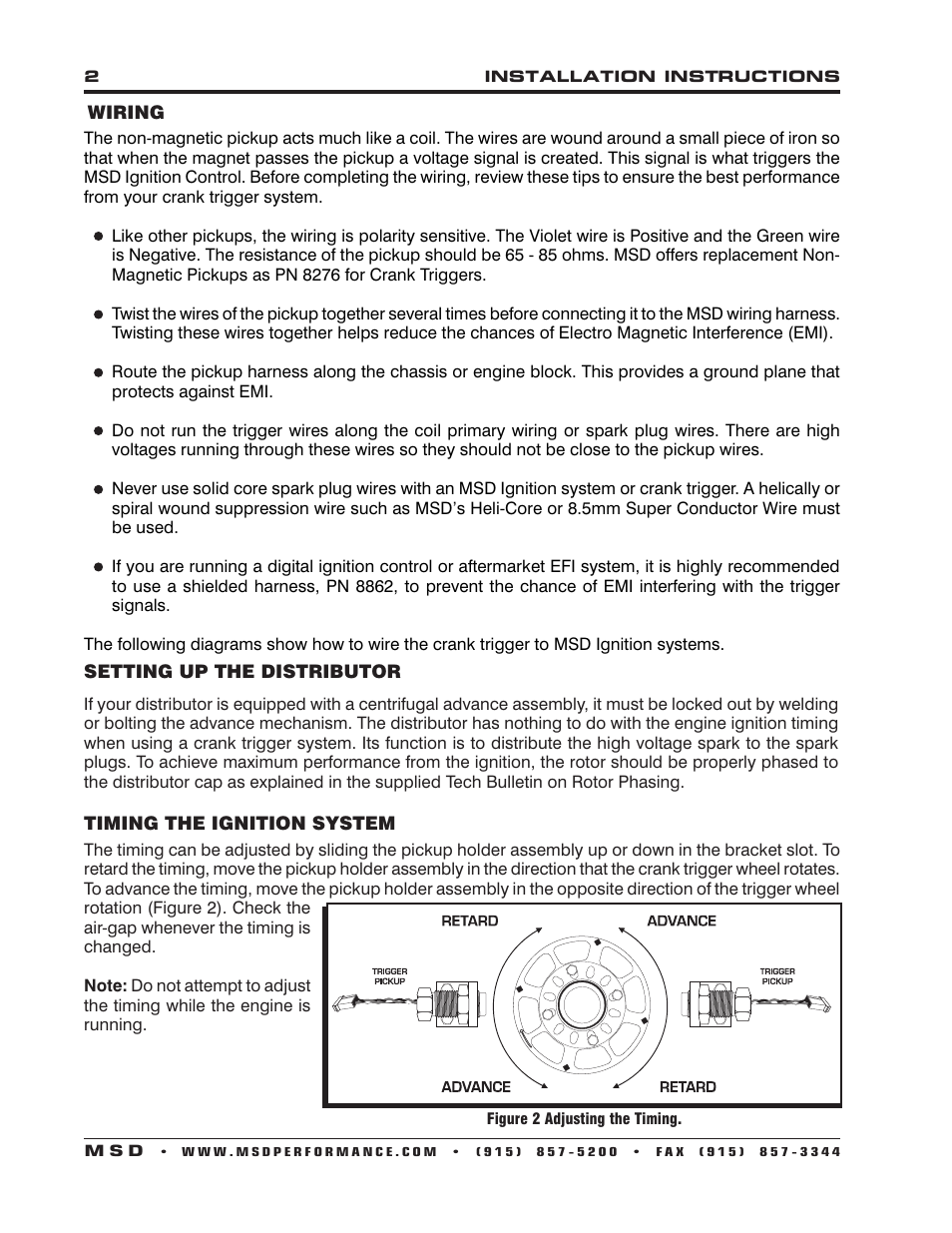 MSD 8610 Chevy Small Block Crank Trigger Kit User Manual | Page 2 / 8