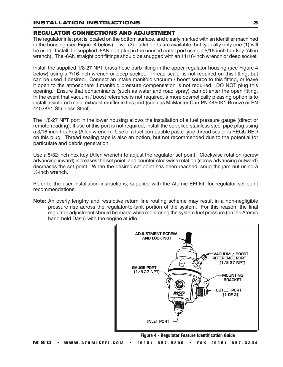 MSD 2922 Fuel Pump Return Kit Installation User Manual | Page 3 / 8